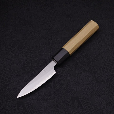 Paring White Steel #1 Polished Buffalo Magnolia Handle 80mm (3.1”)-[Musashi]-[Japanese-Kitchen-Knives]