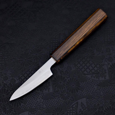 Paring White Steel #1 Polished Sumi Urushi Handle 80mm (3.1”)-[Musashi]-[Japanese-Kitchen-Knives]