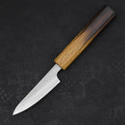 Paring White Steel #1 Polished Yaki Urushi Handle 80mm (3.1”)-[Musashi]-[Japanese-Kitchen-Knives]