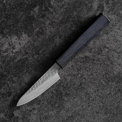 Paring White Steel #2 Tsuchime Dark Blue Urushi Handle 80mm (3.1”)-[Musashi]-[Japanese-Kitchen-Knives]