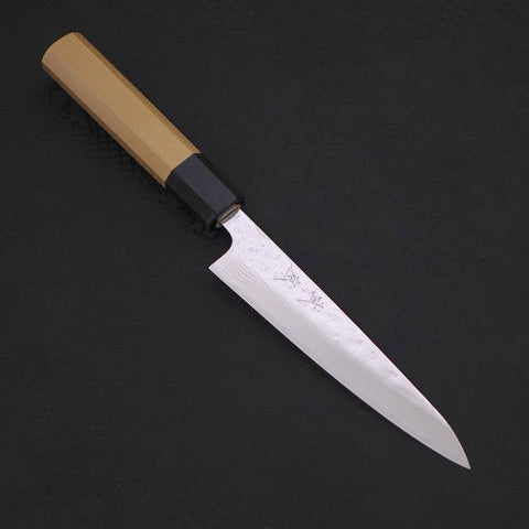 Petty AUS-10 Nashiji Damascus Buffalo Magnolia Handle 135mm (5.3”)-[Musashi]-[Japanese-Kitchen-Knives]