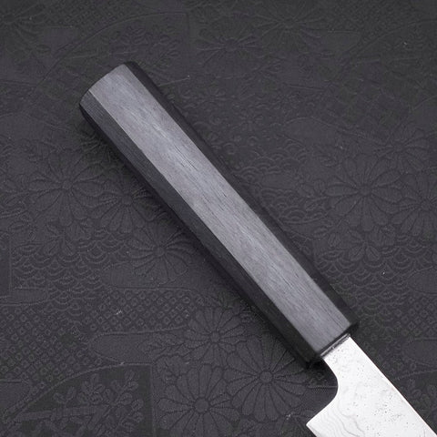 Petty AUS-10 Nashiji Damascus Dark-Blue Urushi Handle 135mm (5.3”)-[Musashi]-[Japanese-Kitchen-Knives]