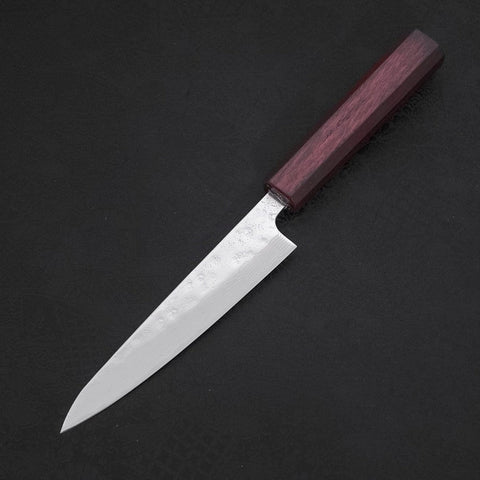 Petty AUS-10 Nashiji Damascus Urushi Purple Handle 135mm (5.3”)-[Musashi]-[Japanese-Kitchen-Knives]