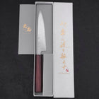 Petty AUS-10 Nashiji Damascus Urushi Purple Handle 135mm (5.3”)-[Musashi]-[Japanese-Kitchen-Knives]
