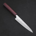 Petty AUS-10 Nashiji Damascus Urushi Purple Handle 135mm (5.3”)-[Musashi]-[Japanese-Kitchen-Knives]