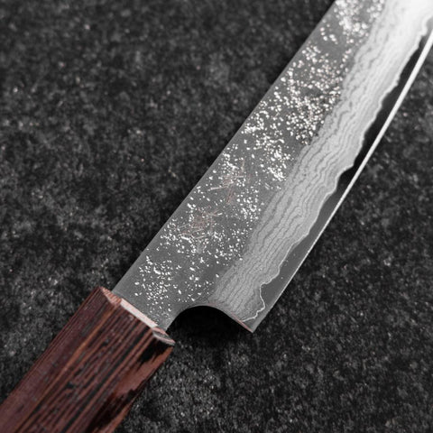 Petty AUS-10 Nashiji Damascus Wenge Handle 135mm-[Musashi]-[Japanese-Kitchen-Knives]