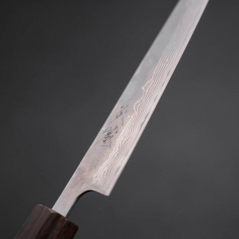 Petty AUS-10 Polished Nashiji Damascus Walnut Handle 135mm (5.3”)-[Musashi]-[Japanese-Kitchen-Knives]