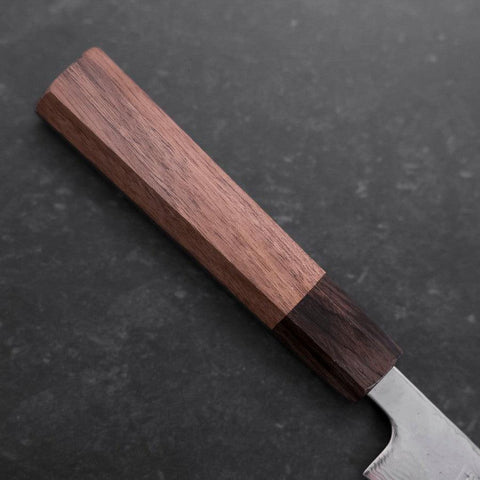 Petty AUS-10 Polished Nashiji Damascus Walnut Handle 135mm (5.3”)-[Musashi]-[Japanese-Kitchen-Knives]