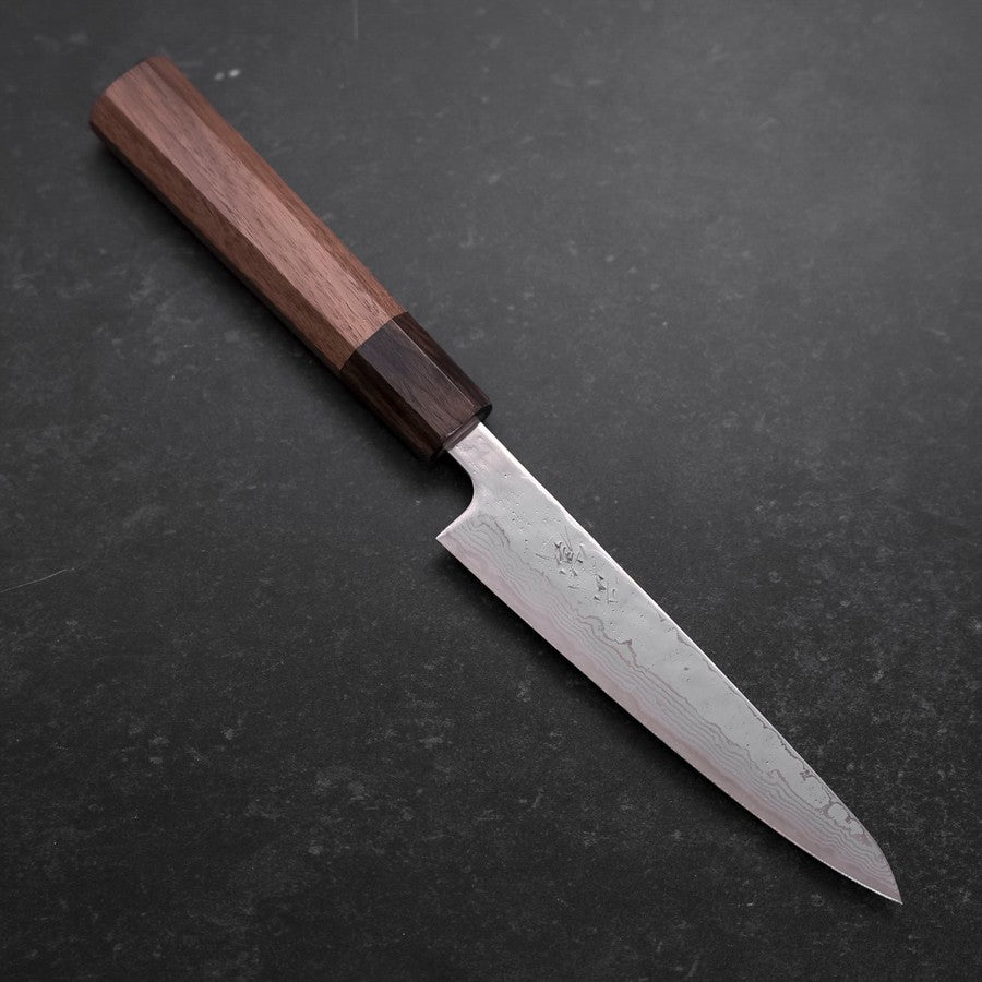 Petty AUS-10 Polished Nashiji Damascus Walnut Handle 135mm – MUSASHI Petty AUS-10 Polished Nashiji Damascus Walnut Handle 135mm – MUSASHI