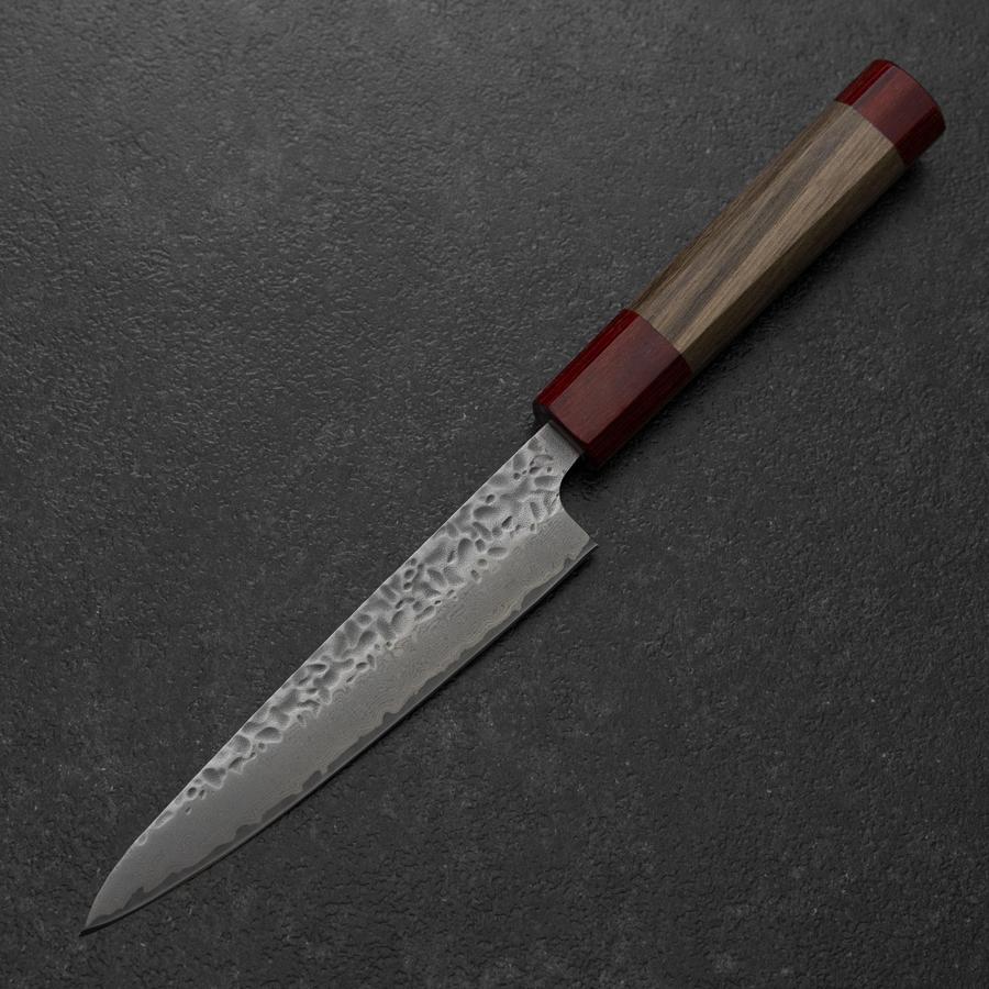 Petty AUS-10 Tsuchime Damascus Walnut Handle 135mm-[Musashi]-[Japanese-Kitchen-Knives]