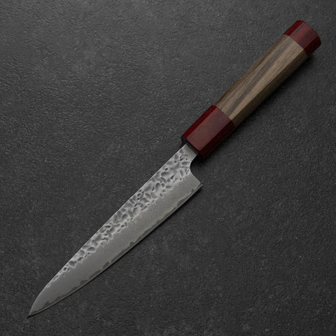 Petty AUS-10 Tsuchime Damascus Walnut Handle 135mm-[Musashi]-[Japanese-Kitchen-Knives]
