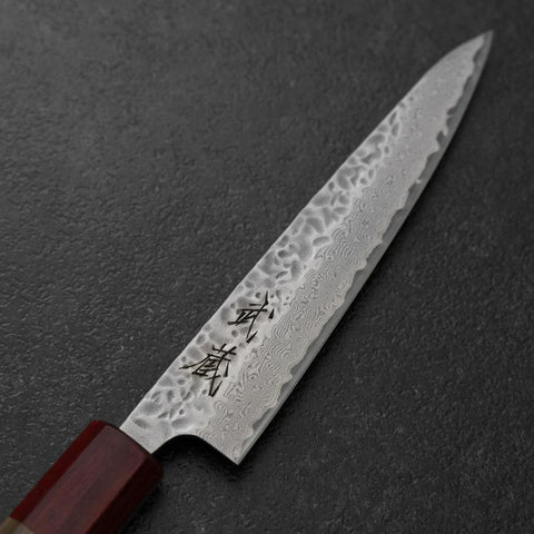 Petty AUS-10 Tsuchime Damascus Walnut Handle 135mm-[Musashi]-[Japanese-Kitchen-Knives]