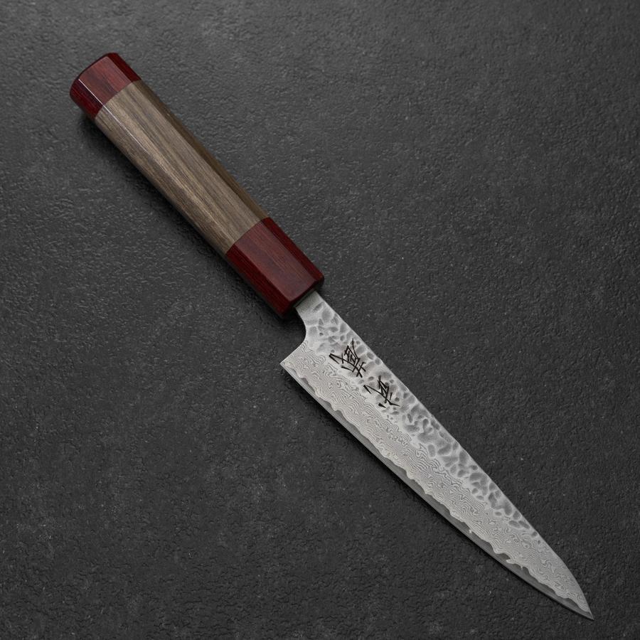 Petty AUS-10 Tsuchime Damascus Walnut Handle 135mm-[Musashi]-[Japanese-Kitchen-Knives]