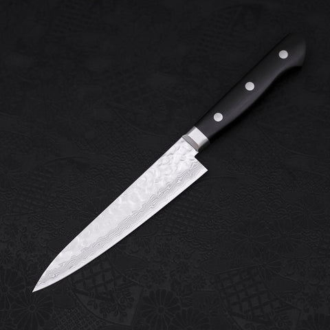 Petty AUS-10 Tsuchime Damascus Western Black Handle 135mm (5.3”)-[Musashi]-[Japanese-Kitchen-Knives]