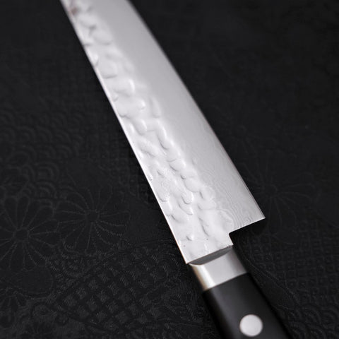 Petty AUS-10 Tsuchime Damascus Western Black Handle 135mm (5.3”)-[Musashi]-[Japanese-Kitchen-Knives]