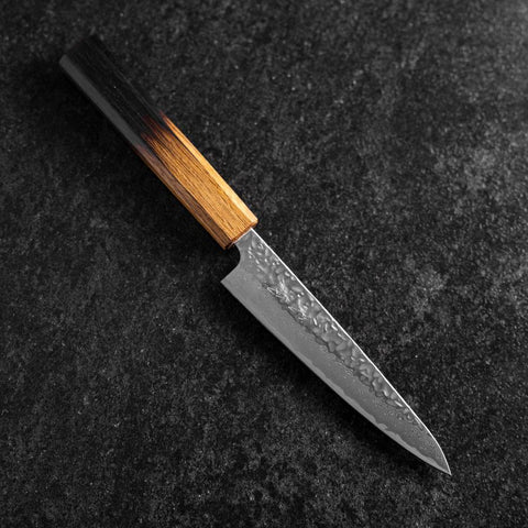 Petty AUS-10 Tsuchime Damascus Yaki Urushi Handle 135mm (5.3”)-[Musashi]-[Japanese-Kitchen-Knives]