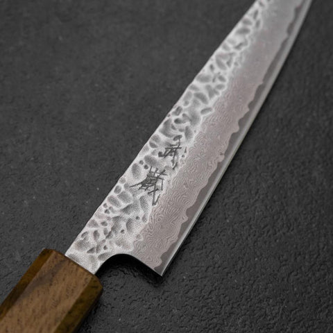 Petty AUS-10 Tsuchime Damascus Yaki Urushi Handle 135mm-[Musashi]-[Japanese-Kitchen-Knives]