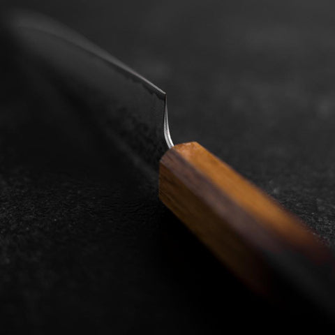 Petty AUS-10 Tsuchime Damascus Yaki Urushi Handle 135mm-[Musashi]-[Japanese-Kitchen-Knives]