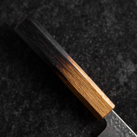 Petty AUS-10 Tsuchime Damascus Yaki Urushi Handle 135mm-[Musashi]-[Japanese-Kitchen-Knives]