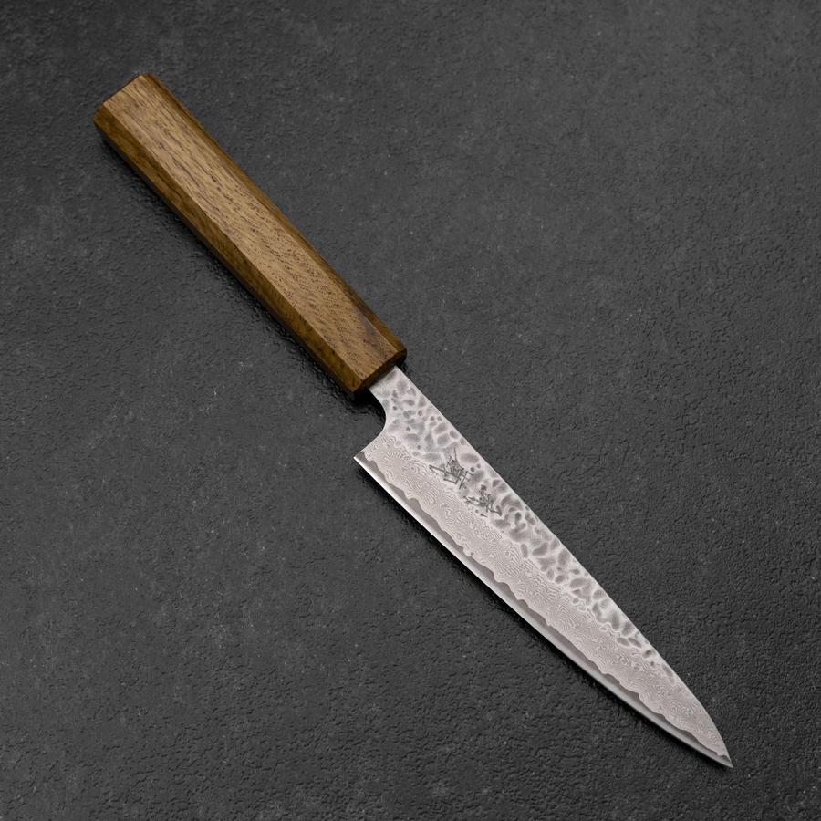 Petty AUS-10 Tsuchime Damascus Yaki Urushi Handle 135mm-[Musashi]-[Japanese-Kitchen-Knives]