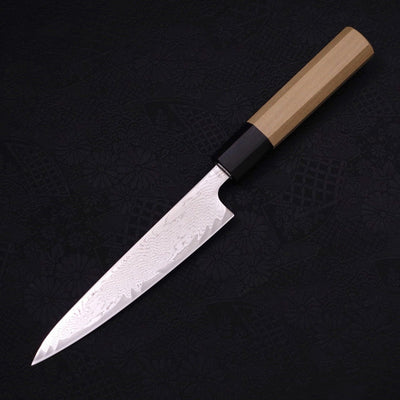 Petty AUS-10 Wave Nickel Damascus Buffalo Magnolia Handle 135mm-AUS-10-Damascus-Japanese Handle-[Musashi]-[Japanese-Kitchen-Knives]