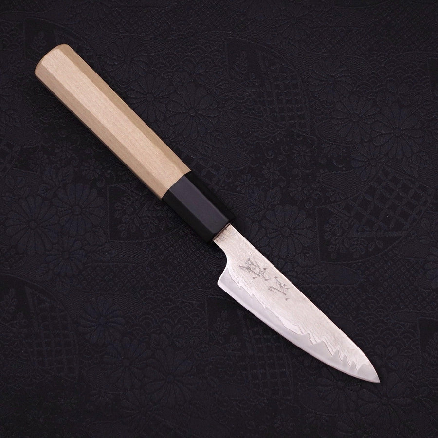 Petty AUS-10 Wave Nickel Damascus Buffalo Magnolia Handle 90mm-AUS-10-Damascus-Japanese Handle-[Musashi]-[Japanese-Kitchen-Knives]