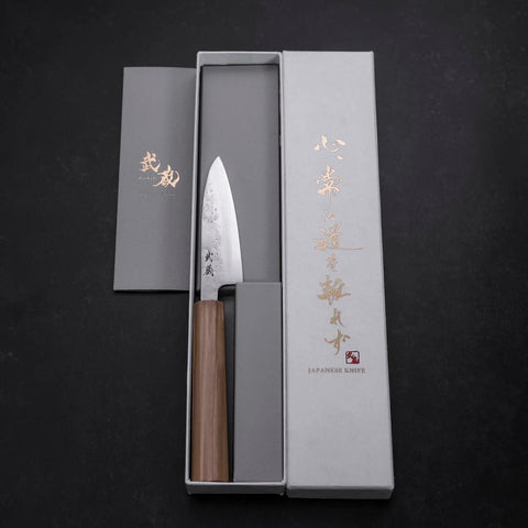 Petty AUS-8 Nashiji Olive Handle 90mm (3.5”)-[Musashi]-[Japanese-Kitchen-Knives]