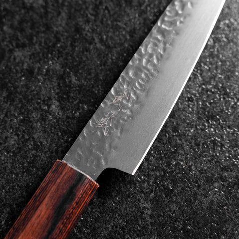 Petty AUS-8 Tsuchime Mahogany Handle 135mm-[Musashi]-[Japanese-Kitchen-Knives]