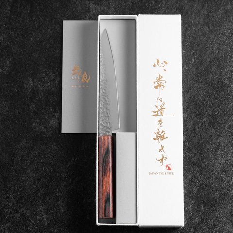 Petty AUS-8 Tsuchime Mahogany Handle 150mm (5.9”)-[Musashi]-[Japanese-Kitchen-Knives]