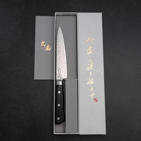 Petty AUS-8 Tsuchime Western Black Handle 135mm (5.3”)-[Musashi]-[Japanese-Kitchen-Knives]