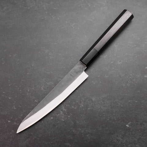 Petty Blue Steel #1 Kurouchi Chokin Auspicious Cloud-Sun Buffalo Ebony Handle 150mm (5.9”)-[Musashi]-[Japanese-Kitchen-Knives]