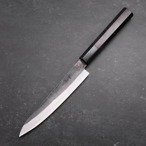Petty Blue Steel #1 Kurouchi Chokin Sakura Buffalo Ebony Handle 150mm (5.9”)-[Musashi]-[Japanese-Kitchen-Knives]