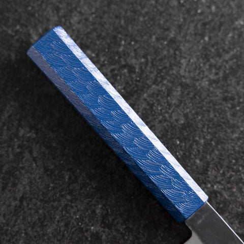 Petty Blue Steel #1 Stainless Clad Kurouchi Blue Urushi Handle 150mm-[Musashi]-[Japanese-Kitchen-Knives]