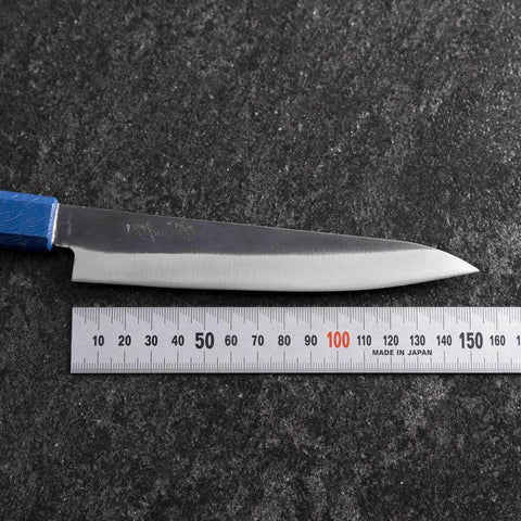 Petty Blue Steel #1 Stainless Clad Kurouchi Blue Urushi Handle 150mm-[Musashi]-[Japanese-Kitchen-Knives]