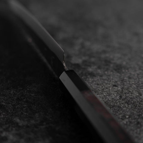 Petty Blue Steel #1 Stainless Clad Kurouchi Buffalo Ebony Handle 150mm-[Musashi]-[Japanese-Kitchen-Knives]