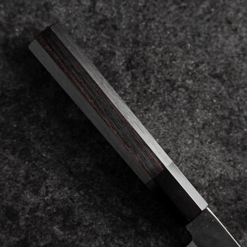 Petty Blue Steel #1 Stainless Clad Kurouchi Buffalo Ebony Handle 150mm-[Musashi]-[Japanese-Kitchen-Knives]