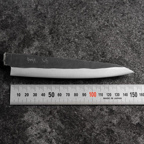 Petty Blue Steel #1 Stainless Clad Kurouchi Buffalo Ebony Handle 150mm-[Musashi]-[Japanese-Kitchen-Knives]