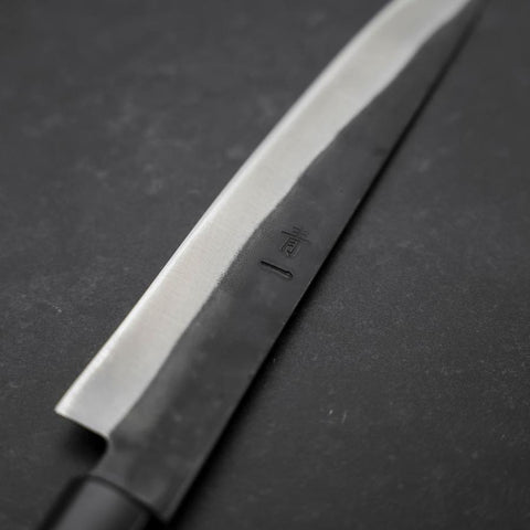 Petty Blue Steel #1 Stainless Clad Kurouchi Buffalo Magnolia Handle 150mm (5.9”)-[Musashi]-[Japanese-Kitchen-Knives]