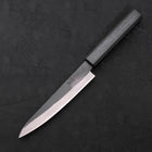 Petty Blue Steel #1 Stainless Clad Kurouchi Dark Blue Urushi Handle 150mm (5.9”)-[Musashi]-[Japanese-Kitchen-Knives]