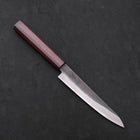 Petty Blue Steel #1 Stainless Clad Kurouchi Purple Urushi Handle 150mm (5.9”)-[Musashi]-[Japanese-Kitchen-Knives]
