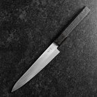 Petty Blue Steel #1 Stainless Clad Polished Black Urushi Handle 150mm-[Musashi]-[Japanese-Kitchen-Knives]