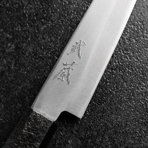 Petty Blue Steel #1 Stainless Clad Polished Black Urushi Handle 150mm-[Musashi]-[Japanese-Kitchen-Knives]