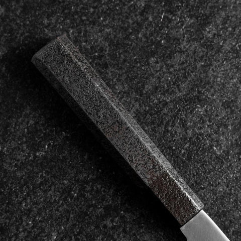 Petty Blue Steel #1 Stainless Clad Polished Black Urushi Handle 150mm-[Musashi]-[Japanese-Kitchen-Knives]