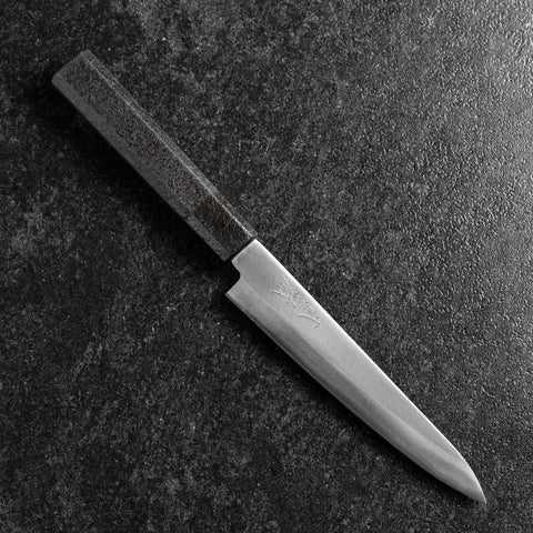 Petty Blue Steel #1 Stainless Clad Polished Black Urushi Handle 150mm-[Musashi]-[Japanese-Kitchen-Knives]