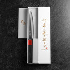 Petty Blue Steel #1 Stainless Clad Polished Red Black Urushi Handle 150mm-[Musashi]-[Japanese-Kitchen-Knives]