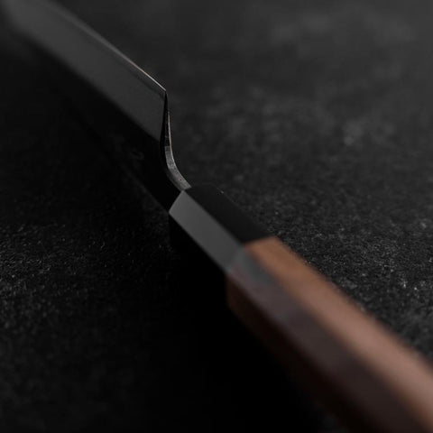 Petty Blue Steel #2 Kurouchi Buffalo Walnut Handle 135mm (5.3”)-[Musashi]-[Japanese-Kitchen-Knives]