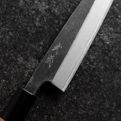 Petty Blue Steel #2 Kurouchi Buffalo Walnut Handle 135mm-[Musashi]-[Japanese-Kitchen-Knives]
