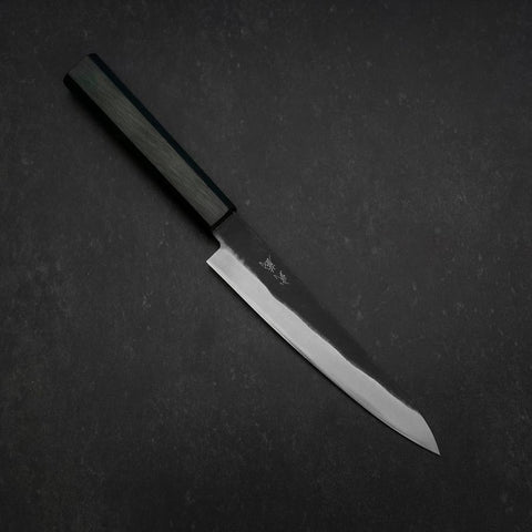 Petty Blue Steel #2 Kurouchi Dark Blue Urushi Handle 150mm (5.9”)-[Musashi]-[Japanese-Kitchen-Knives]