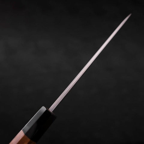 Petty Blue Steel #2 Nashiji Stainless Clad Buffalo Teak Handle 135mm (5.3”)-[Musashi]-[Japanese-Kitchen-Knives]