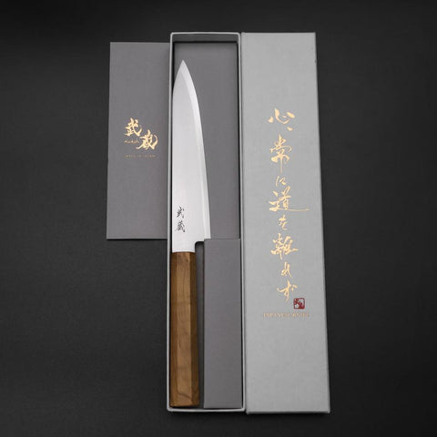 Petty Blue Steel #2 Polished Olive Handle 150mm (5.9”)-[Musashi]-[Japanese-Kitchen-Knives]
